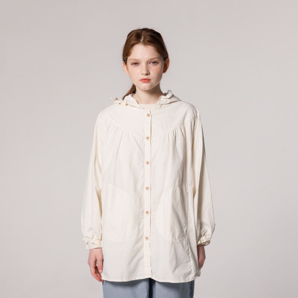 a frill hoodie blouse